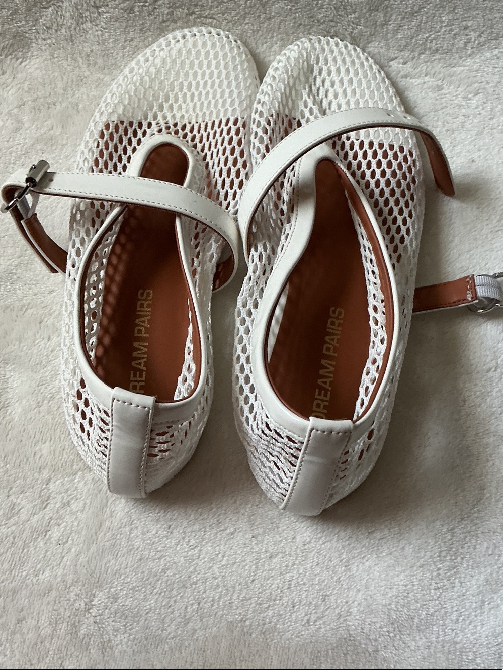 Dream Pairs White Mesh Slingback Flats - Picture 3 of 4